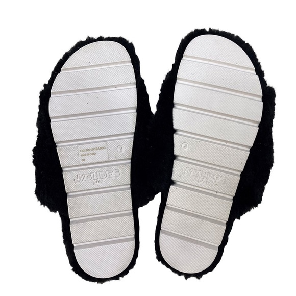 Urban Sport by J Slide Babee Faux Fur Sandal Slide Black Size 8 Double Buckle - Picture 8 of 9